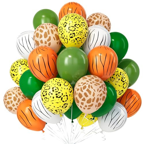 Teselife Ballons Vert Jungle, 30Pièces Vert Sauge Avocat Foncé Ballon Imprimé Animalier Hélium Fille Garçon Enfant Anniversaire Mariage Valentin Proposition Mascarade Thème Animal Safari Déco