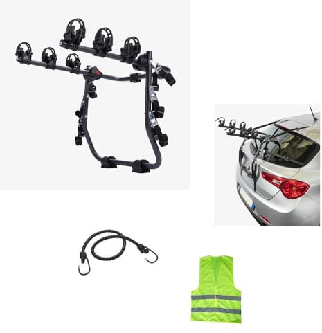 KOMPATIBEL MIT Skoda Fabia I (6Y) 5P Jahr 99 al 07 deckt Scheinwerfer und Nummernschild FAHRRADTRÄGER HECKWAGEN FÜR 3 FAHRRÄDER, Verstellbarer FAHRRADTRÄGER, MAXIMALE BELASTUNG 45 KG