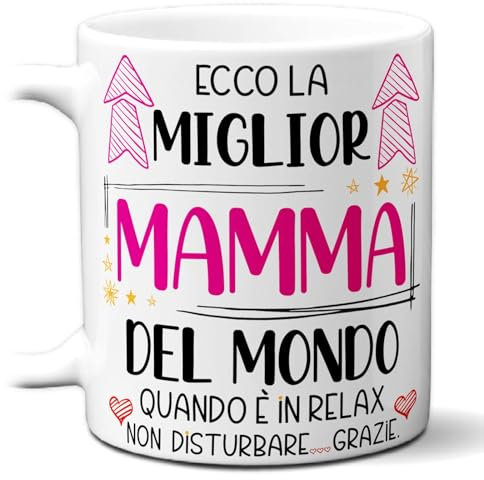 STAMPATEK Tazza Mamma Festa della Mamma, Idea Regalo compleanno donna, Tazza Miglior Mamma del Mondo in Relax - MUG167
