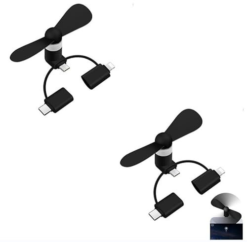 Mini-Handy-Ventilator, 3-in-1 Tragbarer USB-Lüfter, Kompatibel Mit iPhone/Micro-USB/Typ C/Lightning-Port, Rotierender Kühler Für Smartphone
