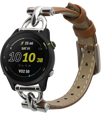 kwmobile Cinturino compatibile con Garmin vivoactive 4 / Venu 3 / Venu 2 / Forerunner 255 - in vera pelle - Fascetta ca. 14-20 cm con fibbia marrone chiaro
