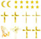 20 Stück Kuchendeko Kreuz Cake Topper, Kommunion Tortendeko Taufe, Personalisierte Tortendekoration zur Taufe Kommunion oder Firmung Kreuz Deko Torte Gold Kuchen Dekoration Geburtstag Acryl Torte Deko