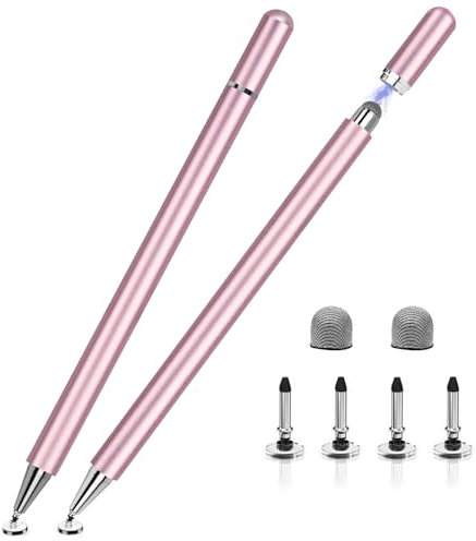 Stylus Pen riggoo Stylus Pens for Touch Screens High Sensitivity Capacitive iPad Pencil Compatible with iPad Tablet iPhone Android Smartphone Samsung Galaxy Note/Tab (2 Replaceable Tips) (Pink+Pink)