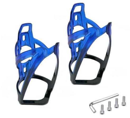 LICIQIC Bike Water Bottle Cage, 2 Pcs Lightweight Bike Bottle Holder, for MTB Road Bicycle, with Screws and disassembly tools (Black-Blue)