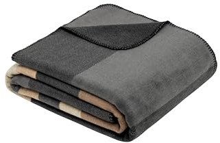 s.Oliver Decke 150x200 cm - Baumwollmix, Made in Germany, warm & waschbar, Kuscheldecke kariert grau beige