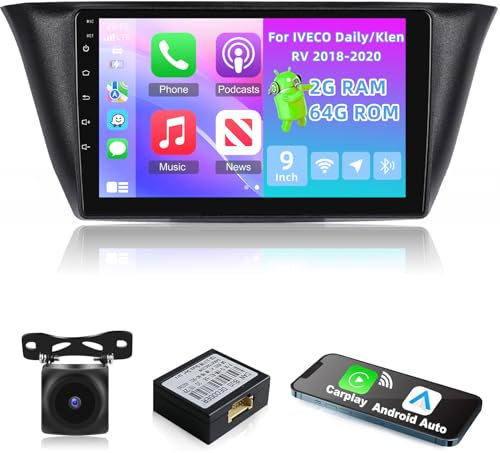 NHOPEEW Autoradio für IVECO Daily 2015-2022 mit kabellosem Carplay & Android Auto - Android 13 Autoradio mit WiFi GPS Lenkradsteuerung EQ Split Screen + Rückfahrkamera & Mikrofon