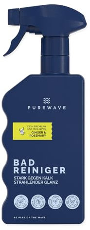 PUREWAVE Badreiniger Ginger Rosemary – natürlicher Badreiniger, vegan, effektiv gegen Kalk und Seifenreste, frischer Duft nach Ingwer und Rosmarin, 500 ml