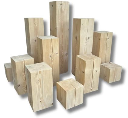 BAVASTYLE Deko Holzsäule gebürstet 200x200mm inkl. Filzgleiter - Massiv Holzblock in verschiedenen Höhen mit edlen 3D Effekt als Blumenständer, Deko fürs Wohnzimmer oder Terasse (Höhe: 40cm)