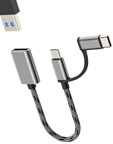 Adaptador USB (2 en 1) USB C y Micro USB conector OTG 3.0 para Apple iPhone16 15 Android Macbook Tablet para iPad Cable datos teclado memoria USB-A lector de tarjetas convertidor compatible con