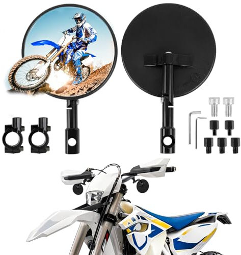 DREAMIZER 7/8 22mm Motorrad Lenkerspiegel, E24 Motorrad Lenkerendspiegel, 180° drehbarer runder Moto Seitenspiegel, kompatibel mit Dirtbike Euduro ATV Quad E-Bike Fahrrad