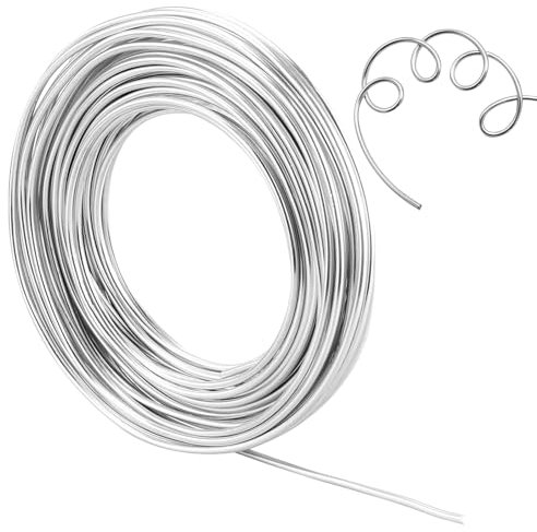 9 Gauge Aluminum Craft Wire 50 Feet 3mm Thick Flexible Bendable Metal Crafting Wire for Sculpting, Modelling, Skeleton, Floral Making, Jewelry Making, Wire Weaving and Wrapping (Silver 15m Long)