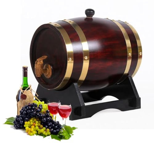 XYUERU Weinfass aus Eichenfass, Vintage Eichenholz Weinfass Container mit Wasserhahn,Holzgetränkefass für alternde Cocktails(3L)