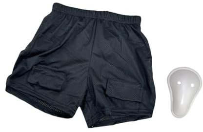harayaa Lose Hockey Shorts für Herren, Elastische Schutzausrüstung, Jock Hosen für Hockey Fußball Baseballspieler, mit Schrittschale, S