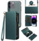 Phone Case for iPhone 14 Pro Max 6.7 inch Zipper Wallet Detachable Cover with Screen Protector Crossbody Lanyard Strap Flip Card Holder Slot iPhone14promax 5G i Phone14Max iPhone14 ProMax Dark Green