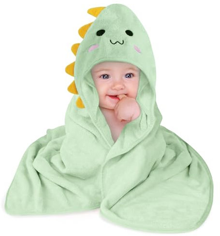 Aolso Kapuzenhandtuch Baby, Baby Handtuch Kapuze Handtuch für zarte Babyhaut, Baby Badeponcho für Babys und Kleinkinder ab für 0-5 Jahre, Poncho Handtuch aus kuschelig weicher Korallenfleece(Grün)