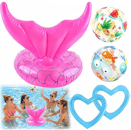 Aufblasbare Ringwurfspiel, Aufblasbare Pool Spielzeug, Outdoor Kinder Spiele Pool Spielzeug Eltern Kinder Wurfspiel Gartenspiele Partyspiel, Pool Wassersport Spielzeug für Kinder und Erwachsene (Pink)