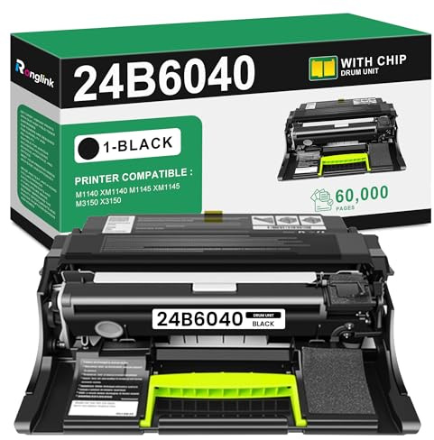 24B6040 - Unità tamburo di ricambio per Lexmark 24B6040, compatibile con stampanti M1140, M1145, M3150, XM1140, XM1145, XM3150, 24B6040, confezione da 1, 60.000 pagine)