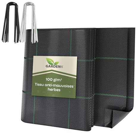 GARDENIX Unkrautvlies mit 50 Anker 3m² (0.6m x 5m) - 100g/m²