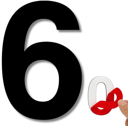 LEIASA | Numero Adesivo da Casa - 150 mm - Acciaio Inossidabile 304 - N° 6 - Numero per Appartamento/Hotel - Numerazione Porte - Numero Civico - Per Esterno e Interno - Numero 6 (6, 150 mm)