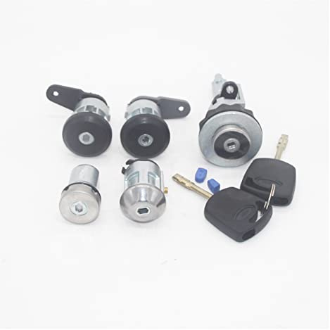 Cilindro DE Cerradura DE Maletero Trasero con 2 Llaves para Ford Fiesta Street Hatch 1999-2002 96FGA22050CG 98FU A22050 CDPM Juego de Cilindros de Cerradura de Puerta