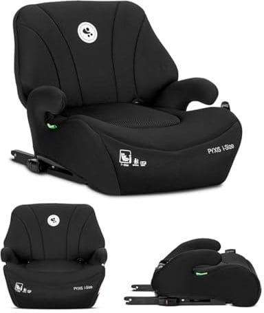 Lorelli Kindersitzerhöhung Isofix Pyxis 125 bis 150 cm (6-12 Jahre) i-Size Norm R129, Autositzerhöhung, tragbare Sitzerhöhung, Kindersitz, Autositz Erhöhungen für Kinder, Schwarz