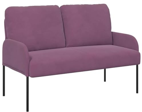 HETFTJN Piccolo divano viola 115 x 56 x 80 cm in compensato gambe in metallo moderno mini divano con braccioli in poliestere per soggiorno, camera dei ragazzi, corridoio