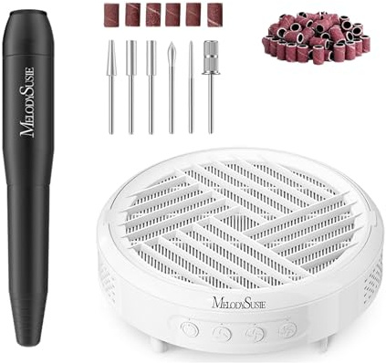 MelodySusie PC120I Nail Drill 20000RPM E File and MelodySusie Compact Hpro Nail Dust Collector for Beginners