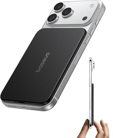 Baseus Picogo Air AM71 0.69cm Ultra Slim 5000mAh Magsafe Powerbank, CCC Zertifizierung Magnetische tragbares Ladegerät mit USB-C, 22.5W Fast Charging Externe Akkupack für iPhone 17/16/15/14/13/12