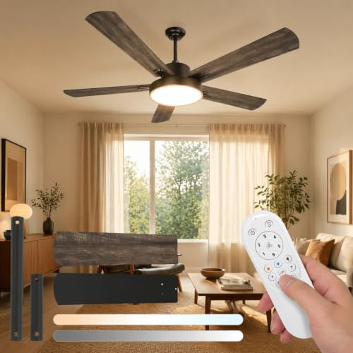 Aigostar 132cm Grande Ventilador de Techo con Luz Doble Cara Aspas, Silencioso Ventilador Techo 31.5W LED, Mando a Distancia, 6 Velocidades, Regulable en Brillo y Color, Ideal para Dormitorio, Sala