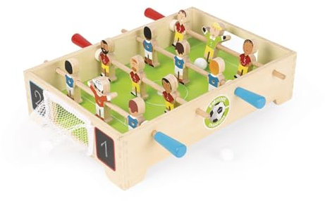 Janod - Champions Mini Wooden Table Football - For children from the Age of 3, J02070, Multicolored