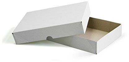 Aufrichtkarton mit Stülpdeckel Vollpappe weiß Gr.305x215x55mm (4TKD) (50)