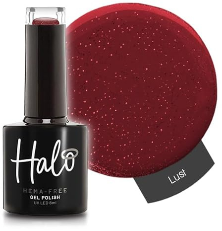 Halo Gel Polish 8ml - Lust. UV/LED Gel Nail Polish, Long Lasting & Easy To Apply. Nail Art Colours For Manicure & Pedicure. Gel Polish For Professional & Home Use.