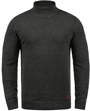 Blend BHLatif Herren Rollkragenpullover Pullover Strickpullover mit Rollkragen Rippbündchen Baumwollmischung Regular fit, Größe:L, Farbe:Charcoal (70818)