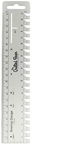 The Quilted Bear Sewing Gauge - Premium Seam Gauge/Buttonhole Gauge with Angle & Compass Markings with Accurate Notches for Machine & Hand Sewing Tools