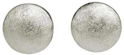SILBERMOOS Damen Ohrstecker klein Knopf Schild Platte Kreis rund gebürstet 925 Sterling Silber Ohrringe
