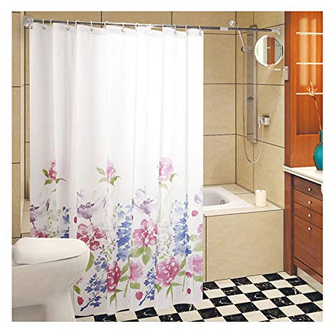AMDXD Poliestere Tenda per Doccia in PVC Fiori Tende da Doccia Antimuffa Colorato Tende Doccia 3D 240x200CM