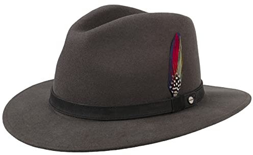 Stetson Yutan Filzhut Damen/Herren - Winterhut mit Wollfilz von Asahi Guard - Schmutz- und Wasserabweisender Herrenhut - Outdoorhut knautschbar - Traveller Hut Sommer/Winter - Serpent M (56-57 cm)