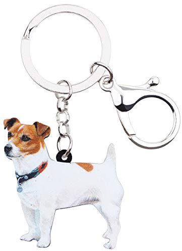 Weveni Porte-clés en acrylique Jack Russell en forme de chien pour femme fille sac à main voiture portefeuille