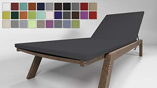 Rollmayer Sitzkissen für Sonnenliege Auflage Polster für Gartenliege Liegestuhl Strandliege Kollektion Vivid (Dunkel Grafit 61, 190x54x4cm - 1 Stück)