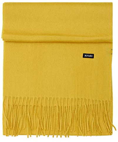 Bovari Kaschmir Schal Damen – 100% Kaschmir/Cashmere – Premium Qualität – 180 x 31 cm - viele Farben (Gelb (Ceylon))