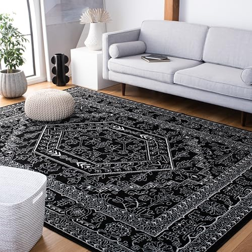 SAFAVIEH Area Rug 8x10 - Adirondack Collection - Large - Black & Ivory, Oriental Medallion Design, Non-Shedding & Easy to Clean, Ideal for Living Room, Bedroom, Dining Space (ADR108Z)