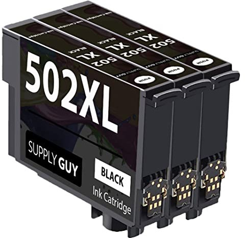 Supply Guy XL Druckerpatronen kompatibel mit Epson 502 502XL Schwarz passend für XP-5100 XP-5105 XP-5115 XP-5150 XP-5155 WF-2860 WF-2865 WF-2880 WF-2885 (3 Patronen)