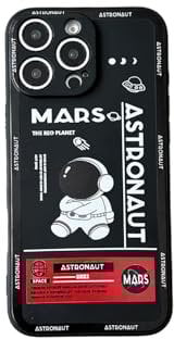 Yonds Queen Compatible with iPhone 12 Pro Cute Case, Cool Cartoon Astronaut Space Rocket Design Stylish Bumper Soft TPU Rubber Protective Anti-Slip Shockproof Case(iPhone 12 Pro, Black)