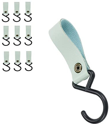 Crapyt S-Typ Lederhaken Mint Möbel PU Leder Kleiderbügel Regal Kortikal Bunt Küchengeschirr Kunststoff Nylon 12 × 3 cm (L × Durchmesser) Multifunktionale Camping Kleiderbügel Picknick Küchengeschirr