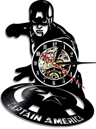 Smotly Vinyl Wall Clock, Captain America themed, is the best wall clock gift for kids.