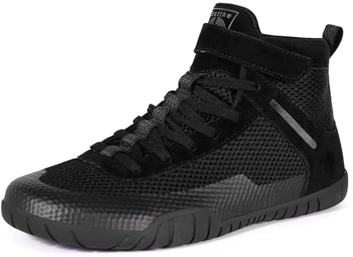 Wrestling Shoes Mens Boxing Shoe Fitness Weightlifting Powerlifting Zero Drop Sole Black,11 Wide