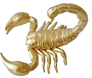 Pewery Mini Figura de escorpión Dorado, Adorno de Animal de Metal sólido, Mini Escultura de escorpión para decoración del hogar, Oficina, jardín, Escritorio