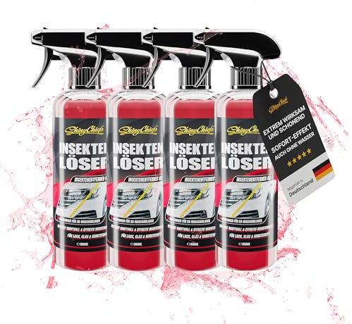 ShinyChiefs INSEKTENLÖSER - Auto Insektenentferner mit Gel-Formel für Extreme Lösekraft - Ohne Aggressive Inhaltsstoffe - Insektenreiniger für Scheiben und die gesamte Fahrzeug-Front, 4X 500ml