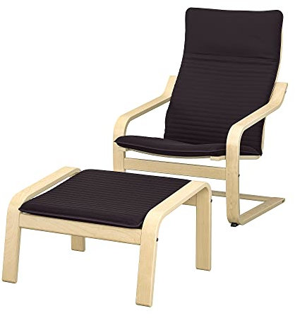 Ikea POÄNG Sessel und Fußhocker, Birkenfurnier/Knisa schwarz