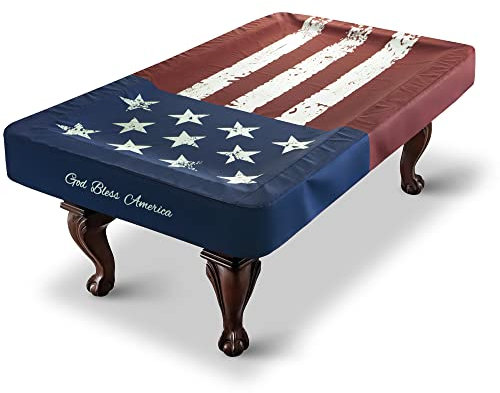 BEARCOVER Pool Table Cover, Waterproof Indoor/Outdoor Heavy Leatherette Pool Table Accessories, Billiards Accessories for Protecting Felt, 7/8/9 Feet Fitted Billiard Covers Red & Blue (7FT/OG)